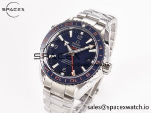 Planet Ocean 600M Co-Axial GMT 43.5mm VSF 1:1 Best Edition Blue Dial Blue Ceramic Bezel on SS Bracelet A8605 Super Clone - Image 4