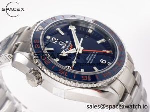 Planet Ocean 600M Co-Axial GMT 43.5mm VSF 1:1 Best Edition Blue Dial Blue Ceramic Bezel on SS Bracelet A8605 Super Clone - Image 6