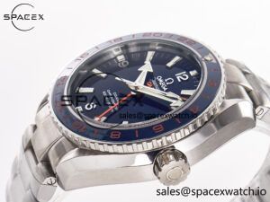 Planet Ocean 600M Co-Axial GMT 43.5mm VSF 1:1 Best Edition Blue Dial Blue Ceramic Bezel on SS Bracelet A8605 Super Clone - Image 5