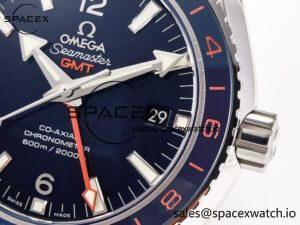 Planet Ocean 600M Co-Axial GMT 43.5mm VSF 1:1 Best Edition Blue Dial Blue Ceramic Bezel on SS Bracelet A8605 Super Clone - Image 10