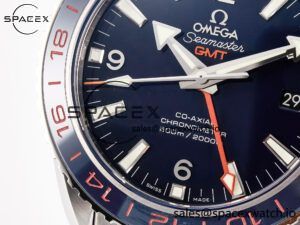Planet Ocean 600M Co-Axial GMT 43.5mm VSF 1:1 Best Edition Blue Dial Blue Ceramic Bezel on SS Bracelet A8605 Super Clone - Image 11