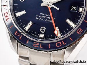 Planet Ocean 600M Co-Axial GMT 43.5mm VSF 1:1 Best Edition Blue Dial Blue Ceramic Bezel on SS Bracelet A8605 Super Clone - Image 12