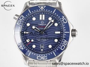2018 Seamaster Diver 300M VSF 1:1 Best Edition Blue Ceramic Blue Dial on SS Bracelet A8800 V2 - Image 2