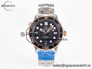 2018 Seamaster Diver 300M SS/RG VSF 1:1 Best Edition RG Bezel Black Dial on SS/RG Bracelet A8800
