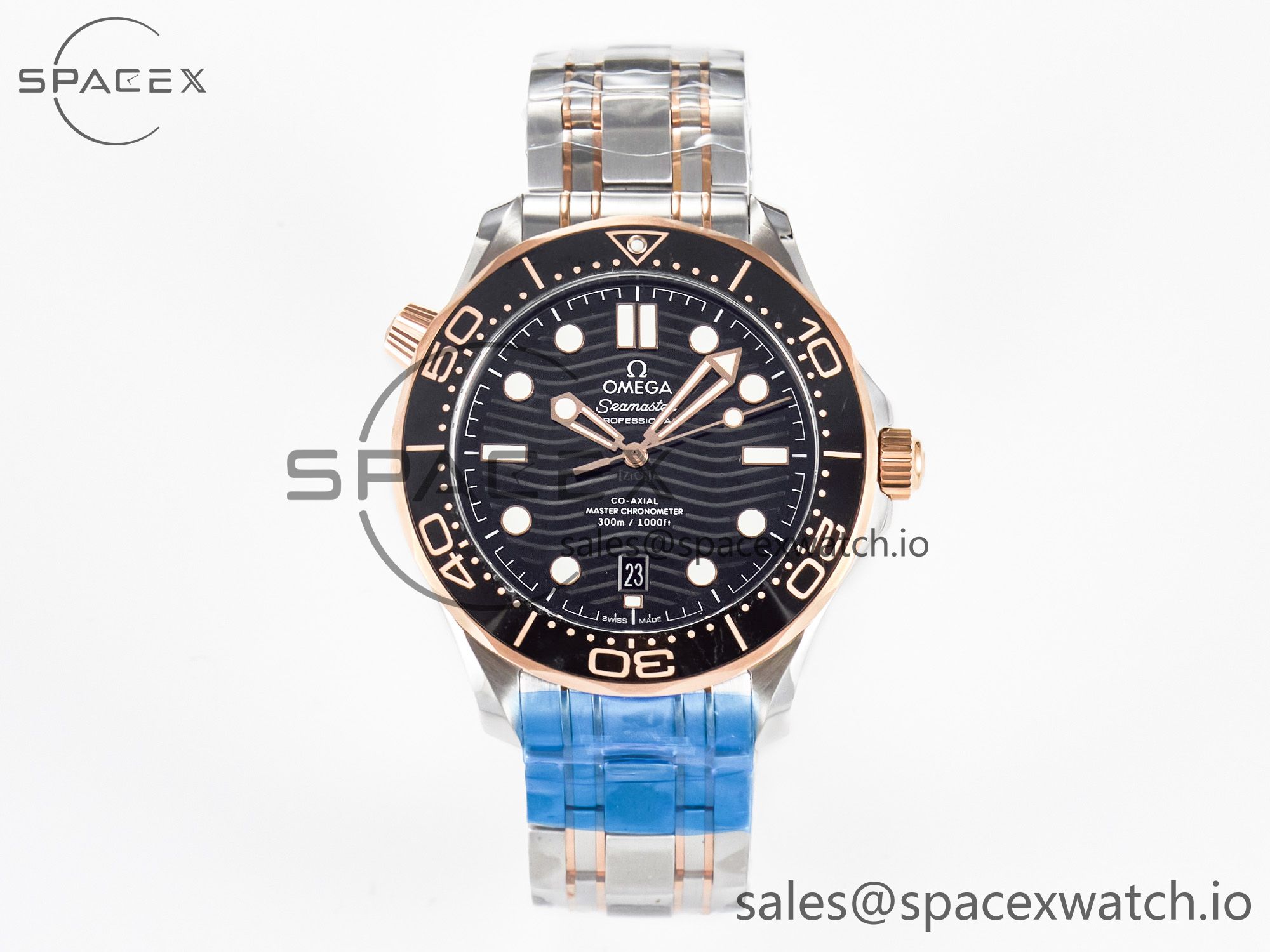 IMG_7884 拷贝 2018 Seamaster Diver 300M SS/RG VSF 1:1 Best Edition RG Bezel Black Dial on SS/RG Bracelet A8800 - Image 1
