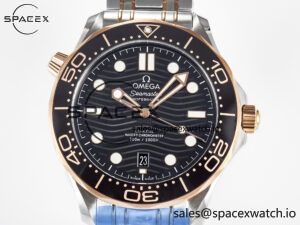 2018 Seamaster Diver 300M SS/RG VSF 1:1 Best Edition RG Bezel Black Dial on SS/RG Bracelet A8800 - Image 2