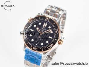 2018 Seamaster Diver 300M SS/RG VSF 1:1 Best Edition RG Bezel Black Dial on SS/RG Bracelet A8800 - Image 4