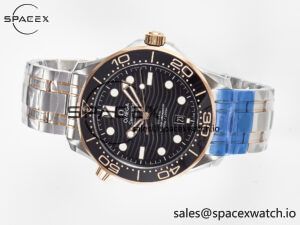 2018 Seamaster Diver 300M SS/RG VSF 1:1 Best Edition RG Bezel Black Dial on SS/RG Bracelet A8800 - Image 7