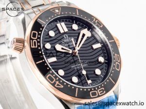2018 Seamaster Diver 300M SS/RG VSF 1:1 Best Edition RG Bezel Black Dial on SS/RG Bracelet A8800 - Image 3
