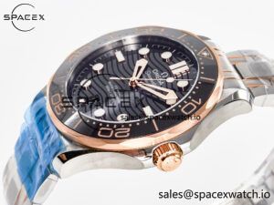 2018 Seamaster Diver 300M SS/RG VSF 1:1 Best Edition RG Bezel Black Dial on SS/RG Bracelet A8800 - Image 5