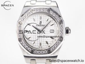 Royal Oak Offshore Ladies 33mm SS DRF Best Edition White Dial Diamonds Bezel on White Rubber Strap ETA Quartz - Image 2