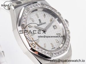 Royal Oak Offshore Ladies 33mm SS DRF Best Edition White Dial Diamonds Bezel on White Rubber Strap ETA Quartz - Image 3