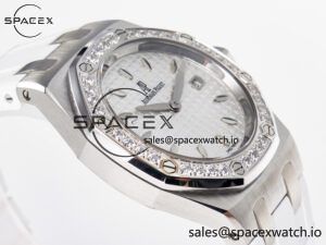 Royal Oak Offshore Ladies 33mm SS DRF Best Edition White Dial Diamonds Bezel on White Rubber Strap ETA Quartz - Image 6