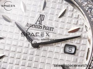 Royal Oak Offshore Ladies 33mm SS DRF Best Edition White Dial Diamonds Bezel on White Rubber Strap ETA Quartz - Image 9