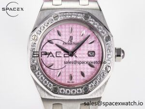 Royal Oak Offshore Ladies 33mm SS DRF Best Edition Pink Dial Diamonds Bezel on Pink Leather Strap ETA Quartz - Image 2