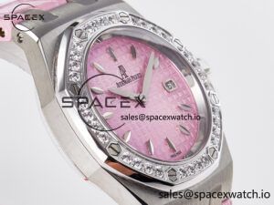 Royal Oak Offshore Ladies 33mm SS DRF Best Edition Pink Dial Diamonds Bezel on Pink Leather Strap ETA Quartz - Image 3