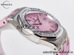Royal Oak Offshore Ladies 33mm SS DRF Best Edition Pink Dial Diamonds Bezel on Pink Leather Strap ETA Quartz - Image 6