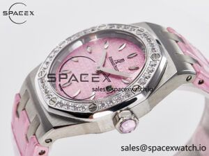 Royal Oak Offshore Ladies 33mm SS DRF Best Edition Pink Dial Diamonds Bezel on Pink Leather Strap ETA Quartz - Image 5
