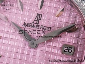 Royal Oak Offshore Ladies 33mm SS DRF Best Edition Pink Dial Diamonds Bezel on Pink Leather Strap ETA Quartz - Image 9