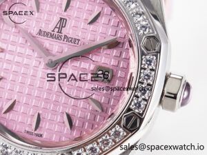 Royal Oak Offshore Ladies 33mm SS DRF Best Edition Pink Dial Diamonds Bezel on Pink Leather Strap ETA Quartz - Image 10