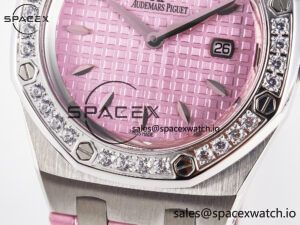 Royal Oak Offshore Ladies 33mm SS DRF Best Edition Pink Dial Diamonds Bezel on Pink Leather Strap ETA Quartz - Image 11