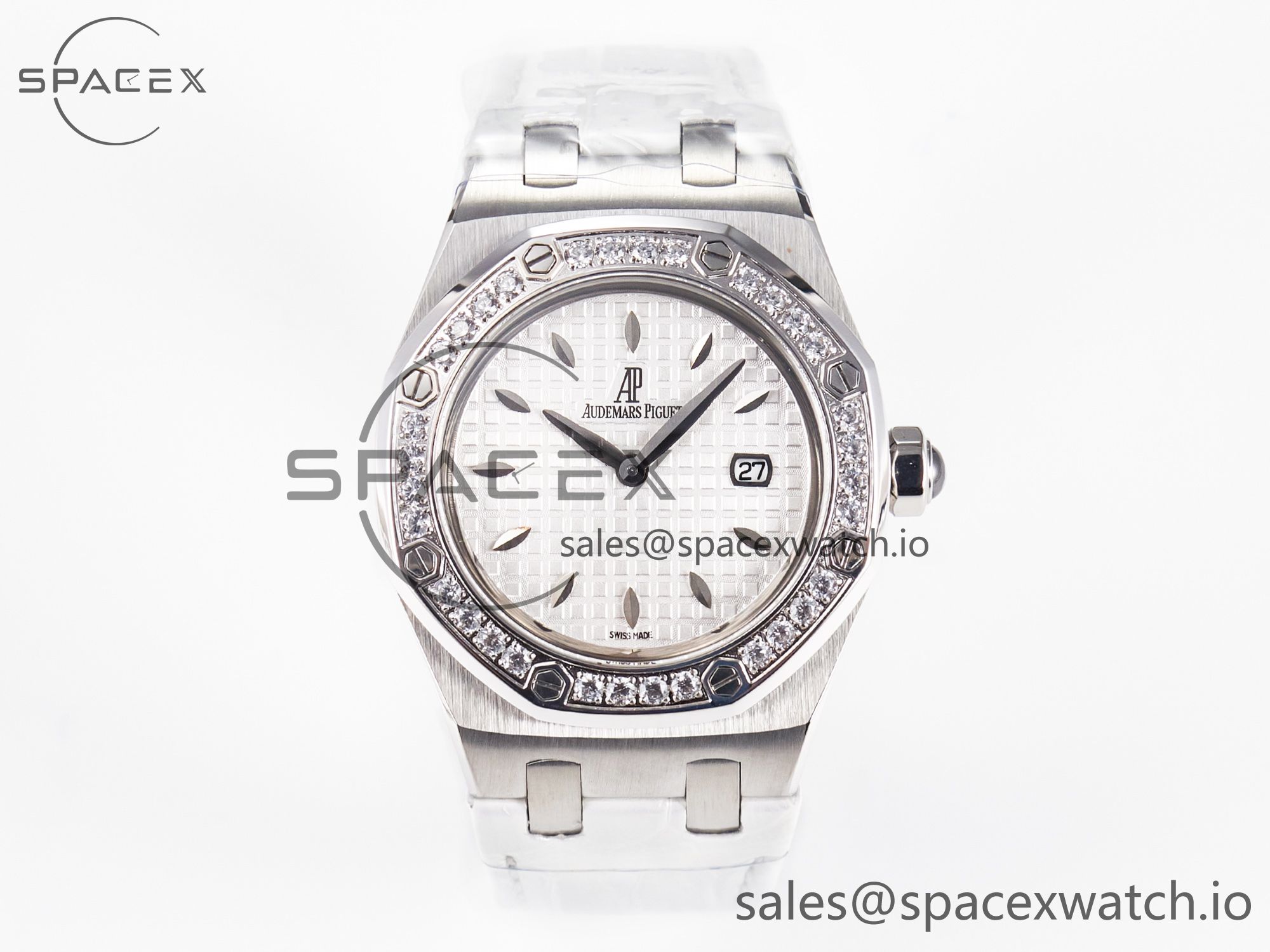 IMG_8138 拷贝 Royal Oak Offshore Ladies 33mm SS DRF Best Edition White Dial Diamonds Bezel on White Rubber Strap ETA Quartz - Image 1