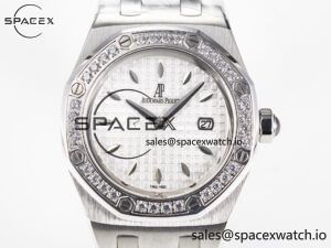 Royal Oak Offshore Ladies 33mm SS DRF Best Edition White Dial Diamonds Bezel on White Rubber Strap ETA Quartz - Image 2