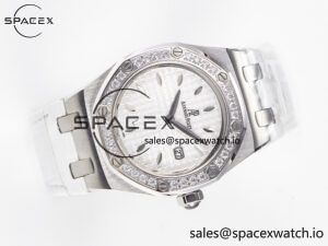 Royal Oak Offshore Ladies 33mm SS DRF Best Edition White Dial Diamonds Bezel on White Rubber Strap ETA Quartz - Image 8