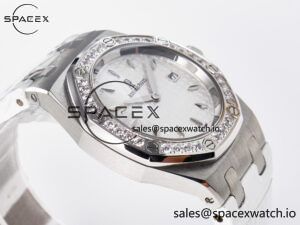 Royal Oak Offshore Ladies 33mm SS DRF Best Edition White Dial Diamonds Bezel on White Rubber Strap ETA Quartz - Image 6