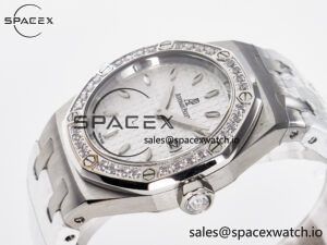 Royal Oak Offshore Ladies 33mm SS DRF Best Edition White Dial Diamonds Bezel on White Rubber Strap ETA Quartz - Image 5