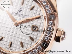 Royal Oak Offshore Ladies 33mm RG DRF Best Edition White Dial Diamonds Bezel on White Rubber Strap ETA Quartz - Image 10