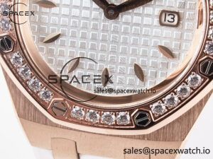 Royal Oak Offshore Ladies 33mm RG DRF Best Edition White Dial Diamonds Bezel on White Rubber Strap ETA Quartz - Image 11