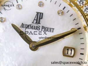 Royal Oak Ladies 33mm YG DRF Best Edition MOP Dial Diamonds Bezel on White Rubber Strap ETA Quartz - Image 9