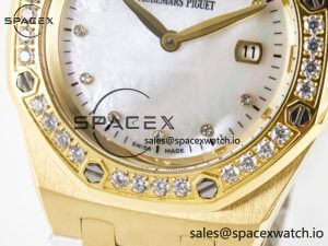 Royal Oak Ladies 33mm YG DRF Best Edition MOP Dial Diamonds Bezel on White Rubber Strap ETA Quartz - Image 11
