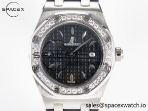 Royal Oak Offshore Ladies 33mm SS DRF Best Edition Black Dial Diamonds Bezel on Black Rubber Strap ETA Quartz - Image 2