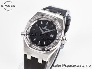 Royal Oak Offshore Ladies 33mm SS DRF Best Edition Black Dial Diamonds Bezel on Black Rubber Strap ETA Quartz - Image 4