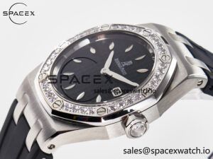 Royal Oak Offshore Ladies 33mm SS DRF Best Edition Black Dial Diamonds Bezel on Black Rubber Strap ETA Quartz - Image 5