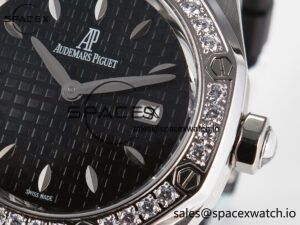 Royal Oak Offshore Ladies 33mm SS DRF Best Edition Black Dial Diamonds Bezel on Black Rubber Strap ETA Quartz - Image 10