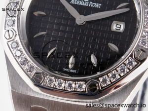 Royal Oak Offshore Ladies 33mm SS DRF Best Edition Black Dial Diamonds Bezel on Black Rubber Strap ETA Quartz - Image 11
