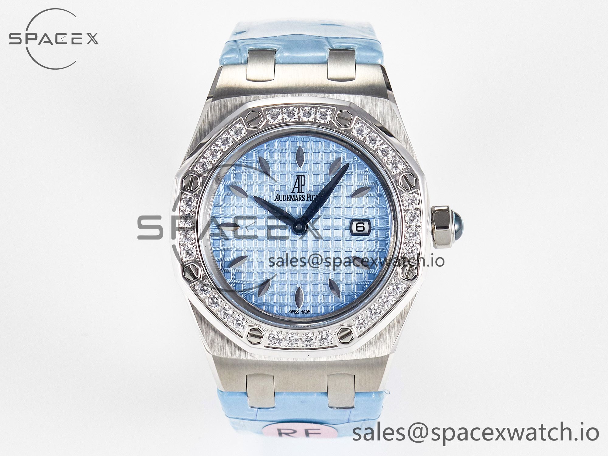 IMG_8249 拷贝 Royal Oak Offshore Ladies 33mm SS DRF Best Edition Blue Dial Diamonds Bezel on Blue Leather Strap ETA Quartz - Image 1