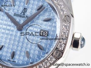 Royal Oak Offshore Ladies 33mm SS DRF Best Edition Blue Dial Diamonds Bezel on Blue Leather Strap ETA Quartz - Image 10