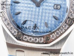Royal Oak Offshore Ladies 33mm SS DRF Best Edition Blue Dial Diamonds Bezel on Blue Leather Strap ETA Quartz - Image 11