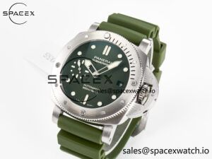 PAM1055 Luminor Submersible 42mm Verde Militare VSF 1:1 Best Edition on Green Rubber Strap P.900 Clone - Image 4