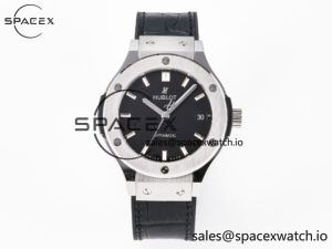 Classic Fusion 38mm SS JJF 1:1 Best Edition Black Dial on Black Gummy Leather Strap