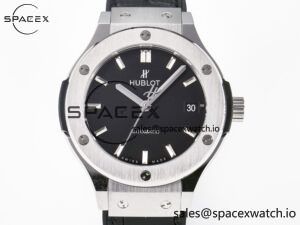 Classic Fusion 38mm SS JJF 1:1 Best Edition Black Dial on Black Gummy Leather Strap - Image 2