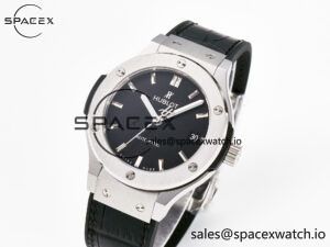 Classic Fusion 38mm SS JJF 1:1 Best Edition Black Dial on Black Gummy Leather Strap - Image 4