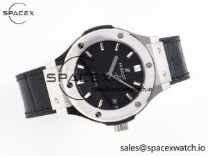 Classic Fusion 38mm SS JJF 1:1 Best Edition Black Dial on Black Gummy Leather Strap - Image 8
