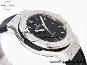 Classic Fusion 38mm SS JJF 1:1 Best Edition Black Dial on Black Gummy Leather Strap - Image 6