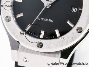 Classic Fusion 38mm SS JJF 1:1 Best Edition Black Dial on Black Gummy Leather Strap - Image 12