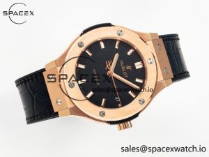Classic Fusion 38mm RG JJF 1:1 Best Edition Black Dial on Black Gummy Leather Strap - Image 8